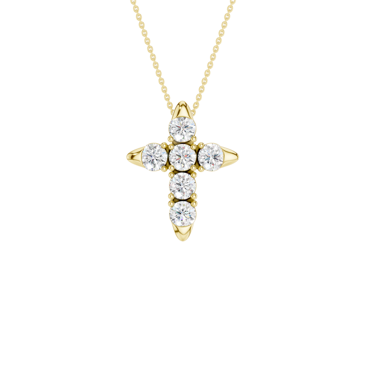 6-Stone Cross Pendant (Round) in 14K Yellow Gold – Silvadi Jewelry Aurora CO