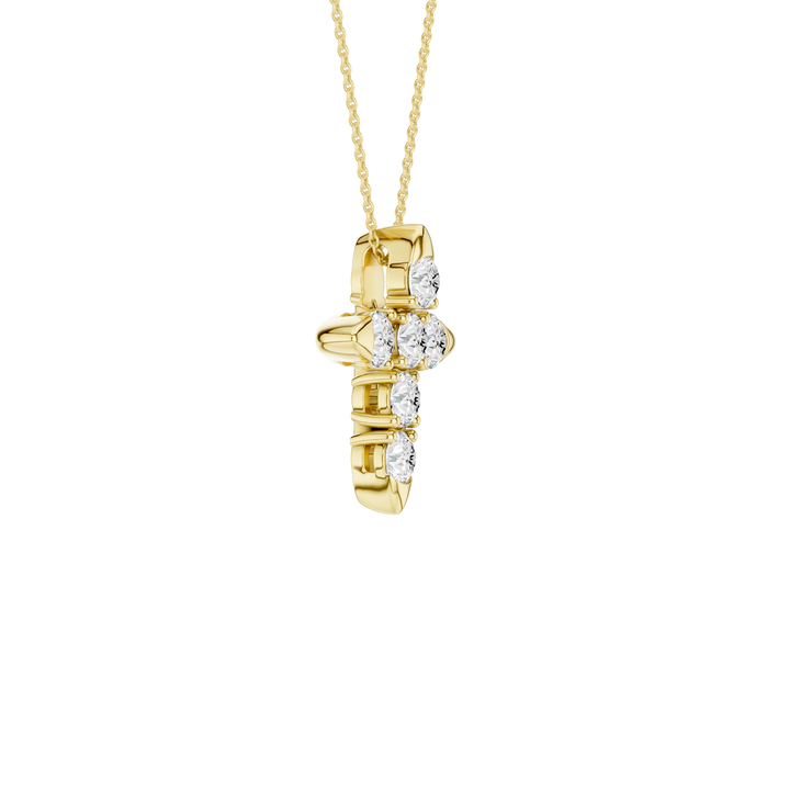 6-Stone Cross Pendant (Round) in 14K Yellow Gold – Silvadi Jewelry Aurora CO