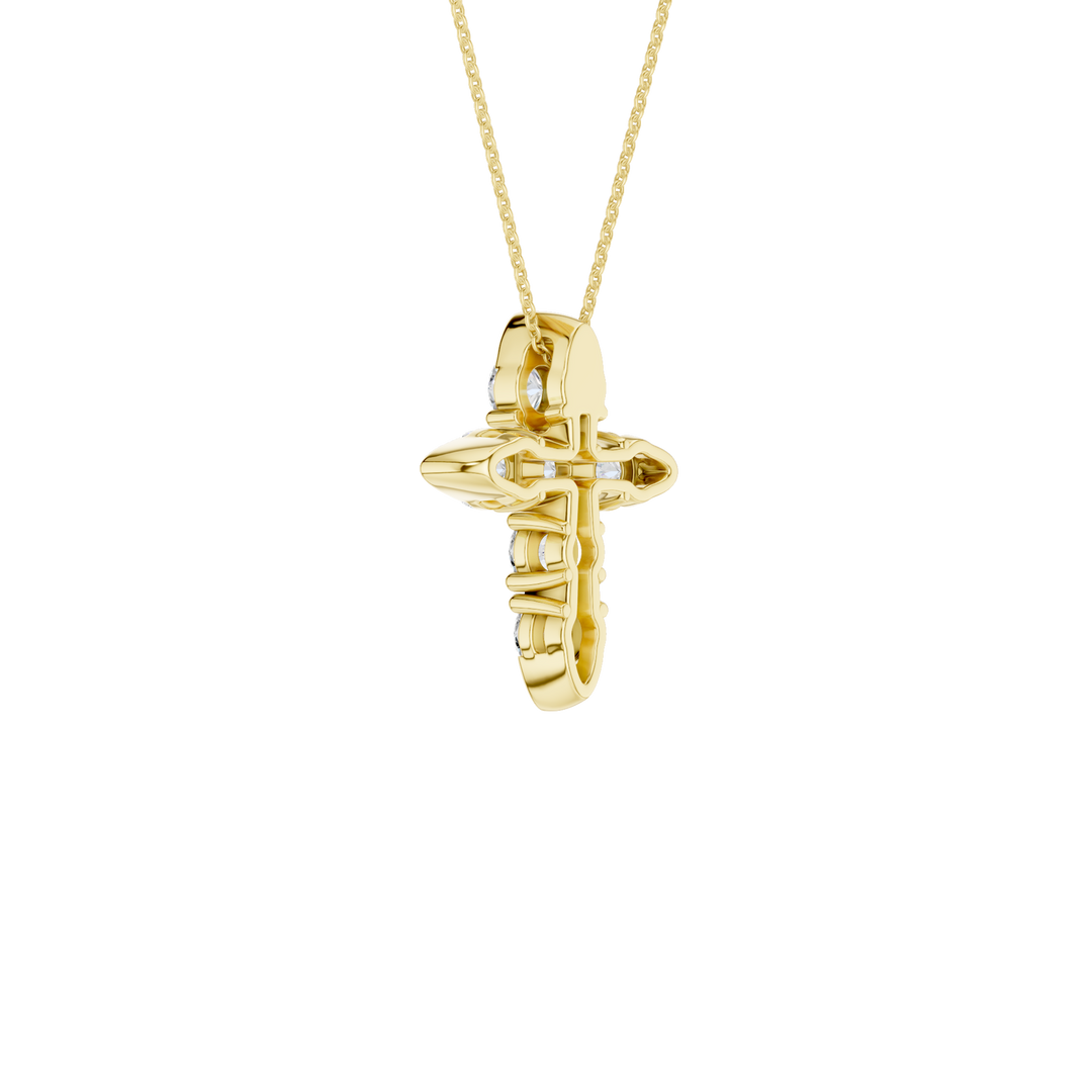 6-Stone Cross Pendant (Round) in 14K Yellow Gold – Silvadi Jewelry Aurora CO