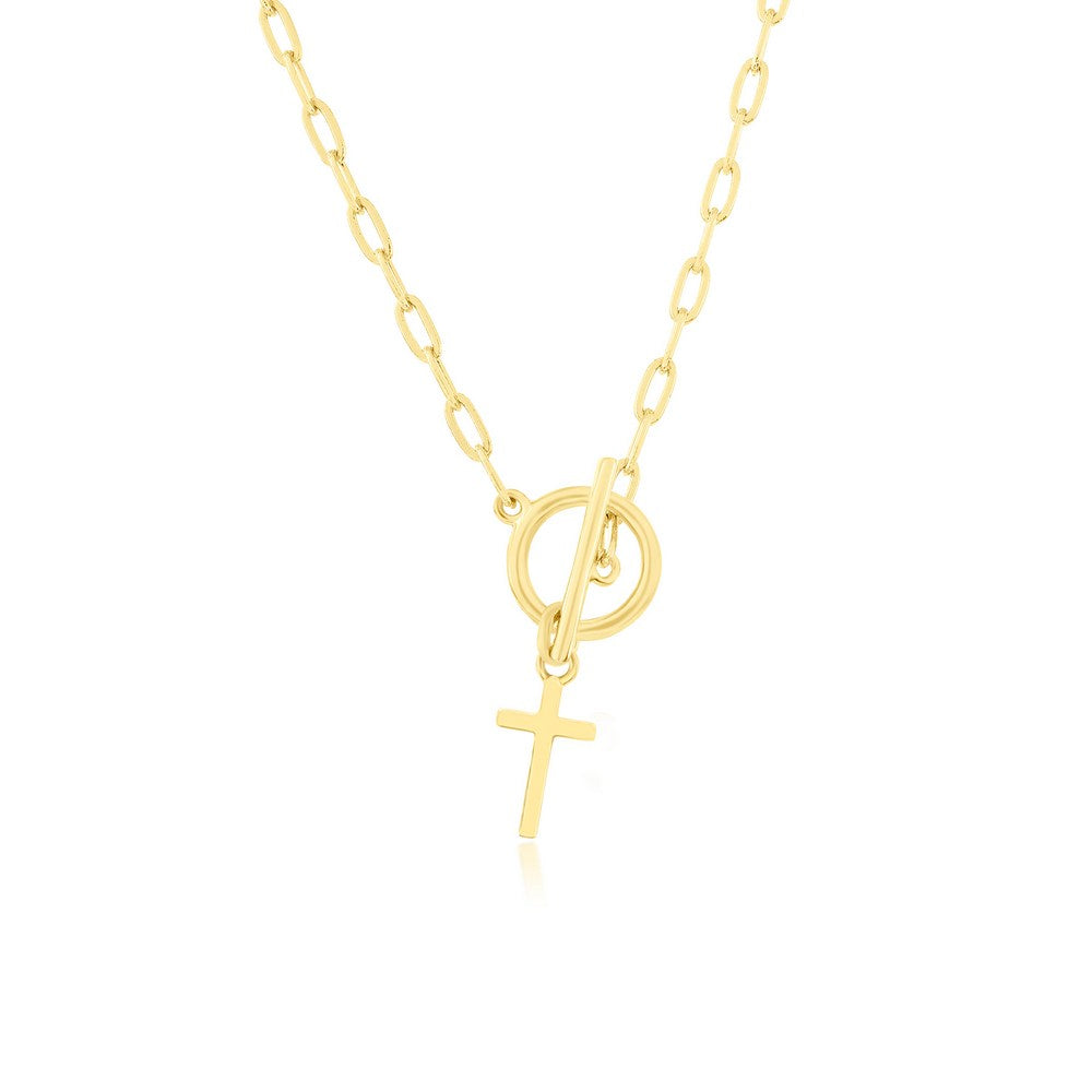 Paperclip Toggle Cross Necklace