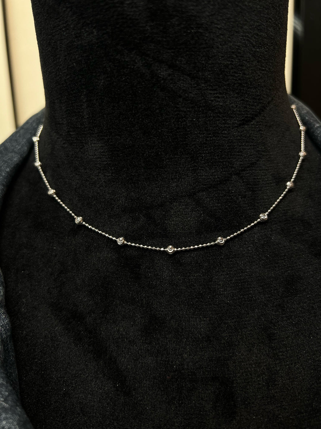 Italian Sterling Silver Moon-Cut Bead Necklace