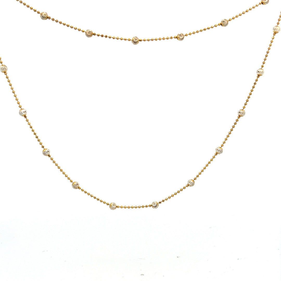 Sterling Silver Moon Cut Bead Necklace - Gold plated