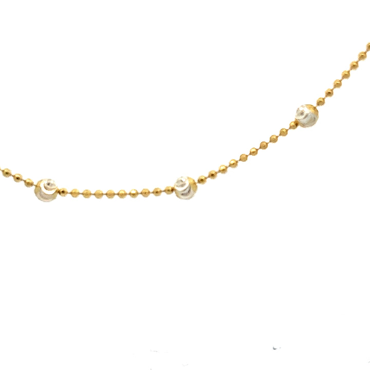 Sterling Silver Moon Cut Bead Necklace - Gold plated