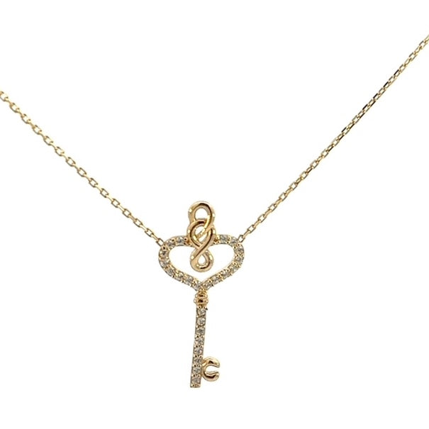 The Heart Key -14K Gold and CZ