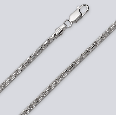 Italian Sterling Silver Rope Chain for Men and Women -2.8mm thick