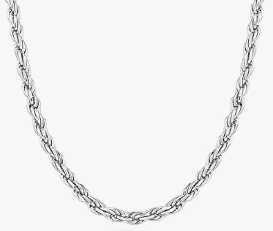 Italian Sterling Silver Rope Chain for Men and Women -2.8mm thick