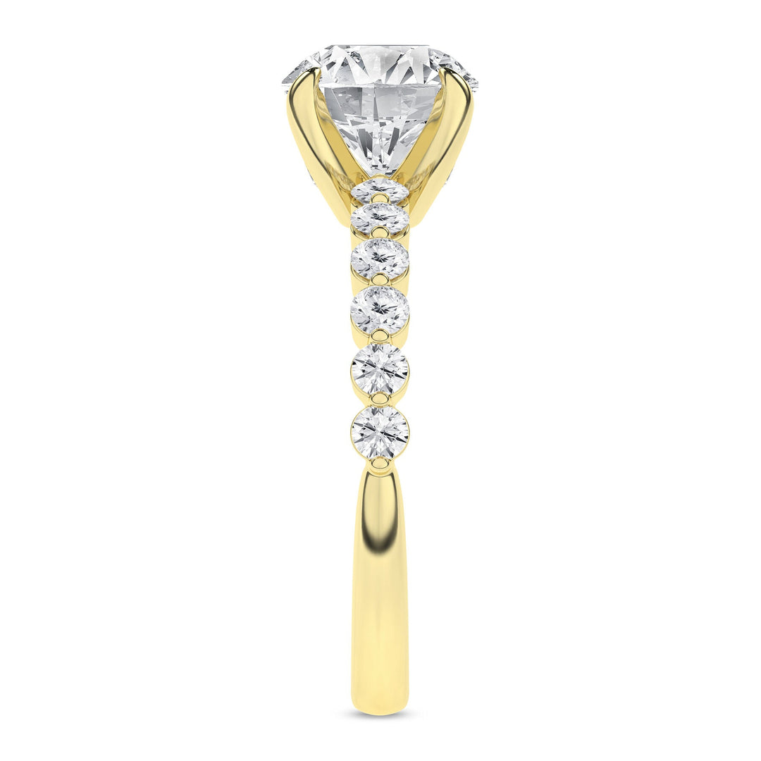 Round Lab Grown Diamond Shared Prong Engagement Ring - 2ctw 14K yellow Gold