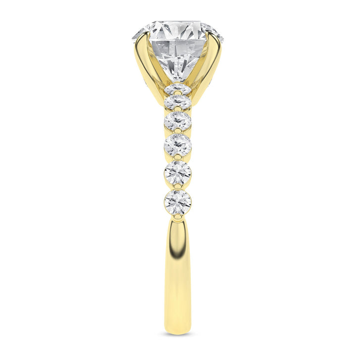 Round Lab Grown Diamond Shared Prong Engagement Ring - 2ctw 14K yellow Gold