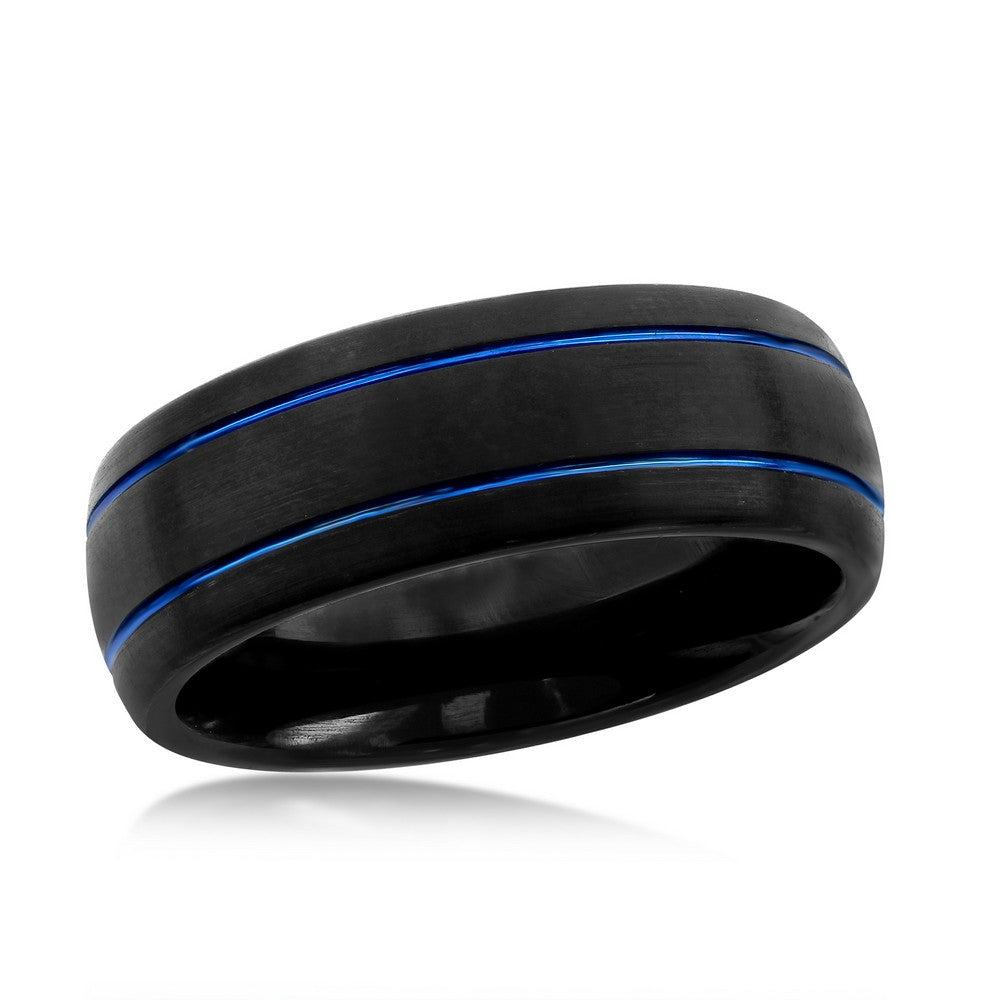 Blue Line Tungsten Ring for Men