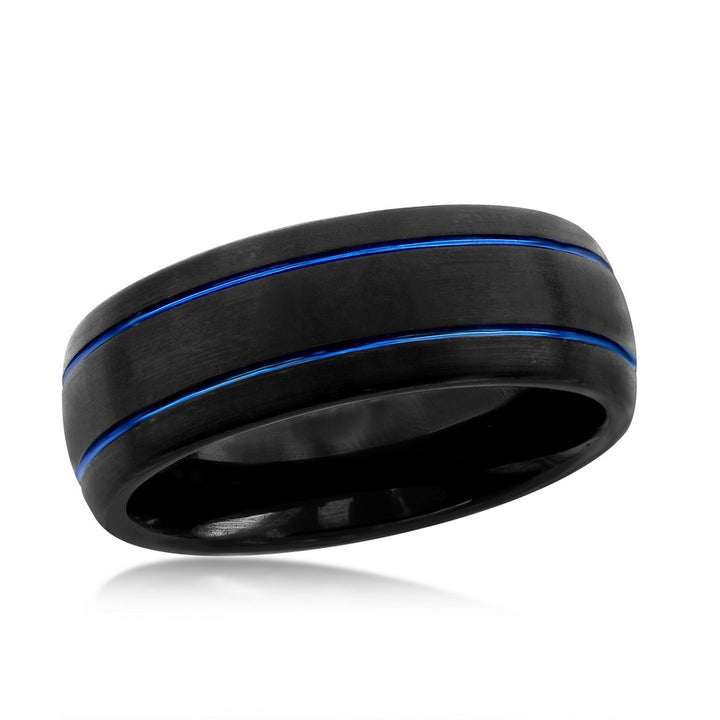 Blue Line Tungsten Ring