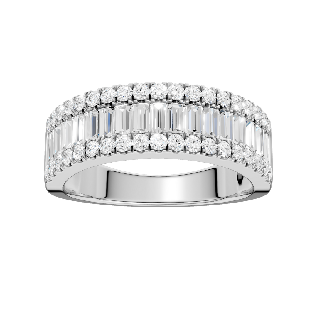 Alternating Channel Set Diamond Band (Round, Baguette) in 14K White Gold – Silvadi Jewelry Aurora CO