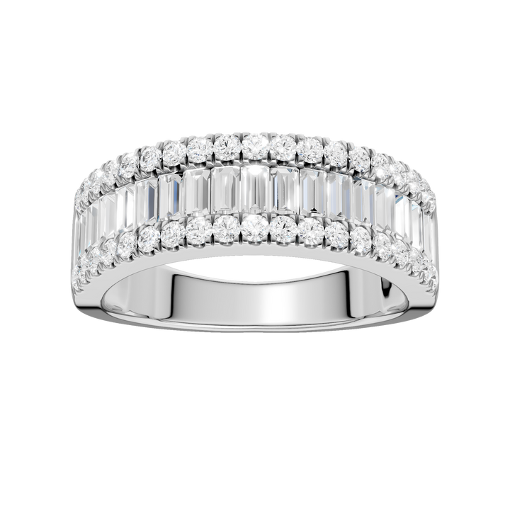 Alternating Channel Set Diamond Band (Round, Baguette) in 14K White Gold – Silvadi Jewelry Aurora CO