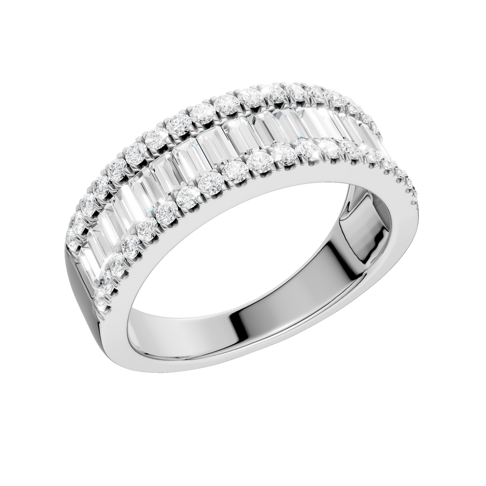 Alternating Channel Set Diamond Band (Round, Baguette) in 14K White Gold – Silvadi Jewelry Aurora CO