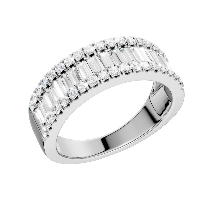 Alternating Channel Set Diamond Band (Round, Baguette) in 14K White Gold – Silvadi Jewelry Aurora CO