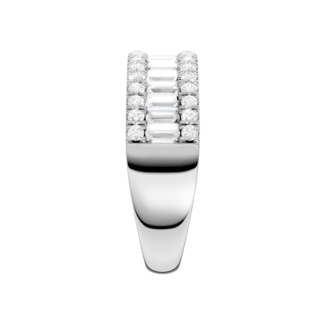 Alternating Channel Set Diamond Band (Round, Baguette) in 14K White Gold – Silvadi Jewelry Aurora CO