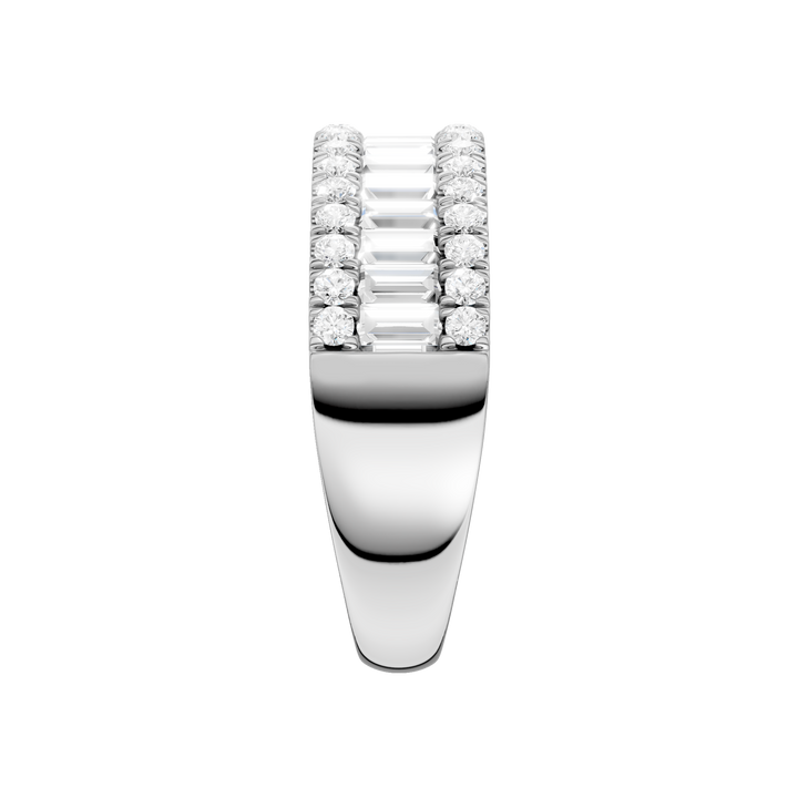 Alternating Channel Set Diamond Band (Round, Baguette) in 14K White Gold – Silvadi Jewelry Aurora CO