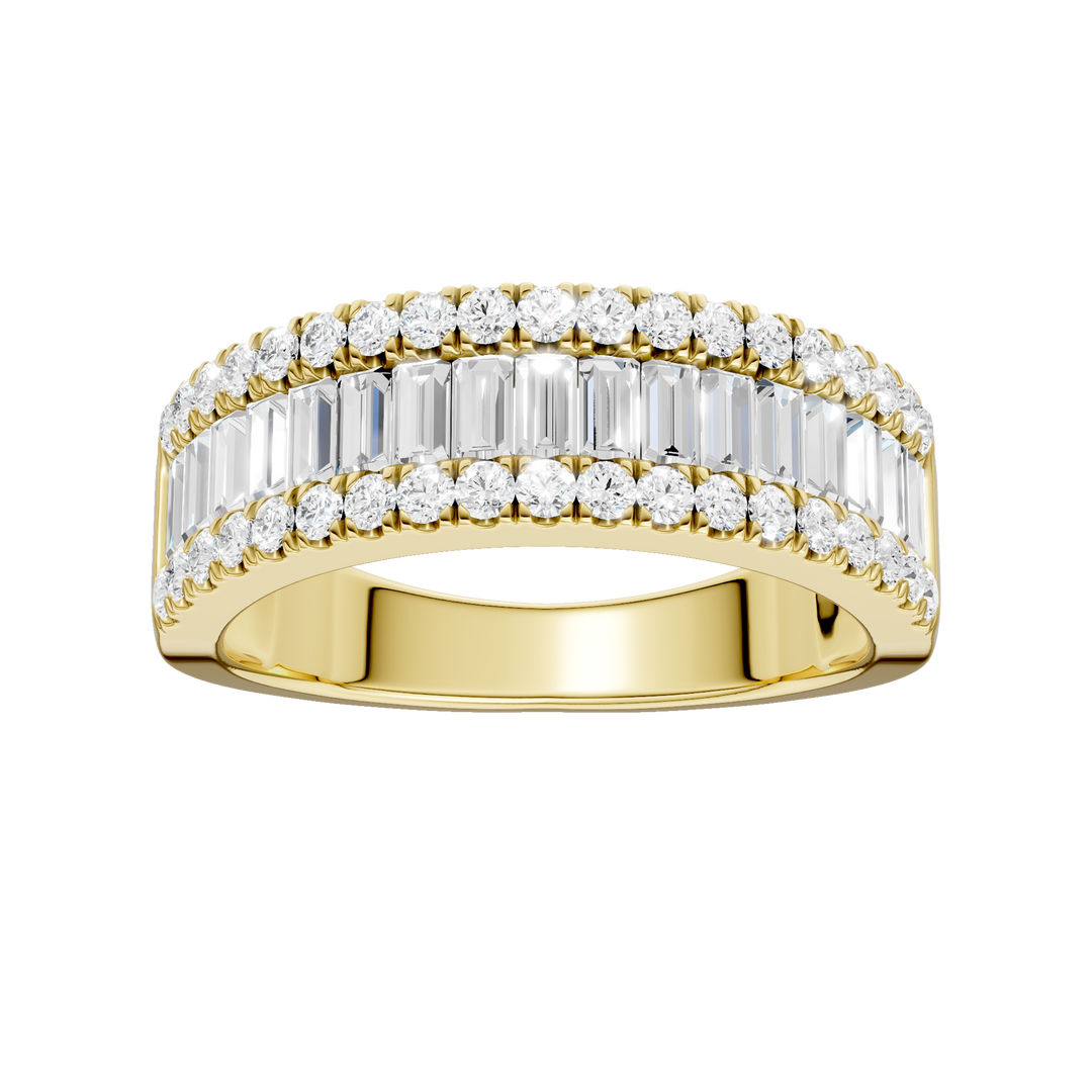 Alternating Channel Set Diamond Band (Round, Baguette) in 14K Yellow Gold – Silvadi Jewelry Aurora CO