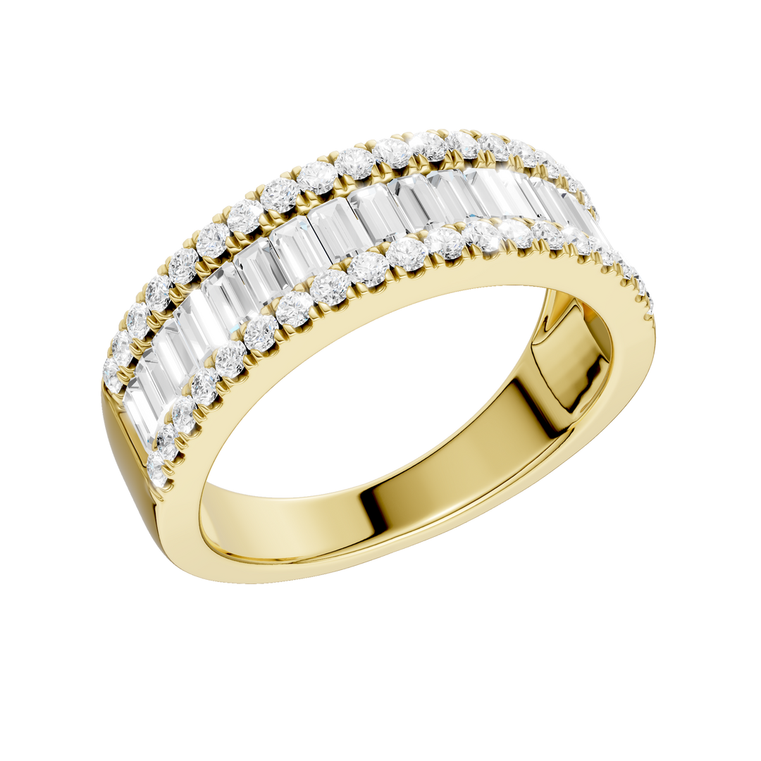 Alternating Channel Set Diamond Band (Round, Baguette) in 14K Yellow Gold – Silvadi Jewelry Aurora CO