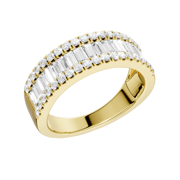 Alternating Channel Set Diamond Band (Round, Baguette) in 14K Yellow Gold – Silvadi Jewelry Aurora CO