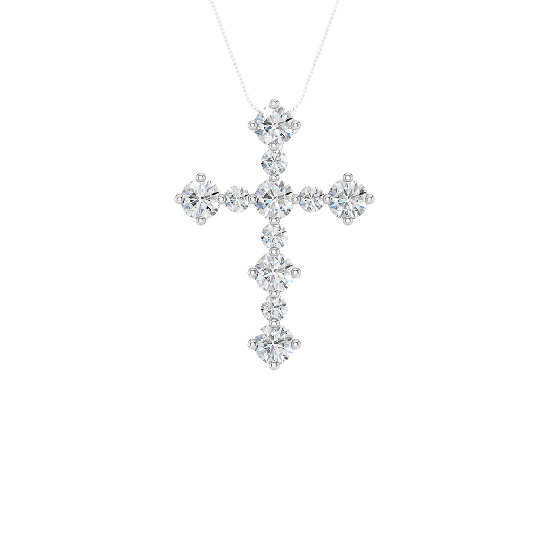 Alternating Diamond Cross Pendant (Round) in 14K White Gold – Silvadi Jewelry Aurora CO