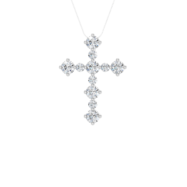 Alternating Diamond Cross Pendant (Round) in 14K White Gold – Silvadi Jewelry Aurora CO