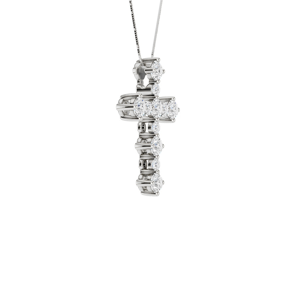 Alternating Diamond Cross Pendant (Round) in 14K White Gold – Silvadi Jewelry Aurora CO