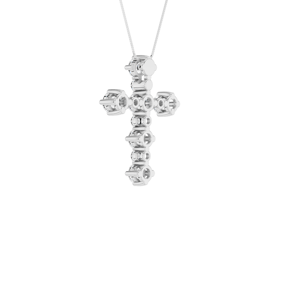 Alternating Diamond Cross Pendant (Round) in 14K White Gold – Silvadi Jewelry Aurora CO