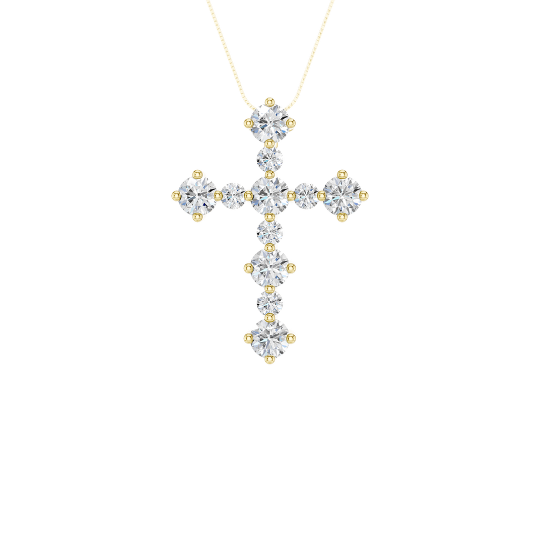 Alternating Diamond Cross Pendant (Round) in 14K Yellow Gold – Silvadi Jewelry Aurora CO
