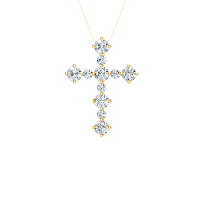 Alternating Diamond Cross Pendant (Round) in 14K Yellow Gold – Silvadi Jewelry Aurora CO