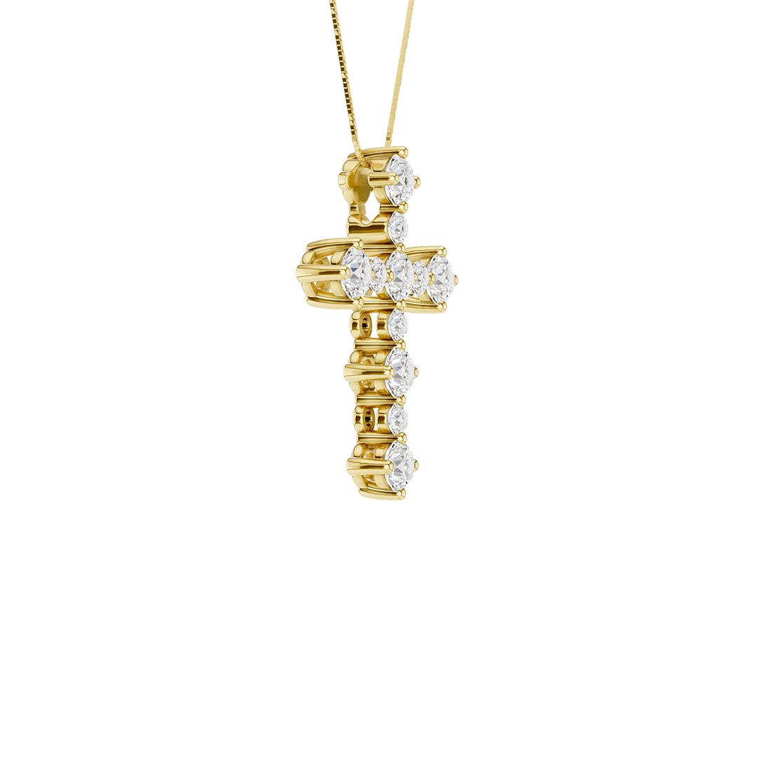 Alternating Diamond Cross Pendant (Round) in 14K Yellow Gold – Silvadi Jewelry Aurora CO