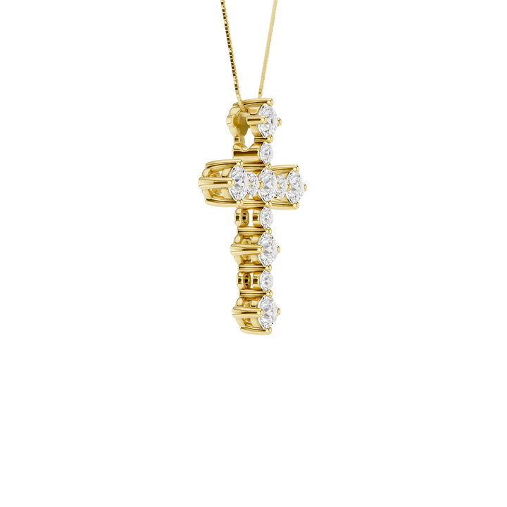 Alternating Diamond Cross Pendant (Round) in 14K Yellow Gold – Silvadi Jewelry Aurora CO