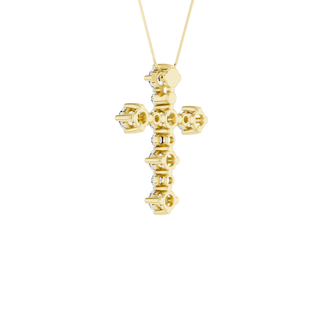 Alternating Diamond Cross Pendant (Round) in 14K Yellow Gold – Silvadi Jewelry Aurora CO