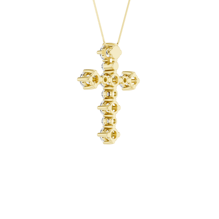 Alternating Diamond Cross Pendant (Round) in 14K Yellow Gold – Silvadi Jewelry Aurora CO