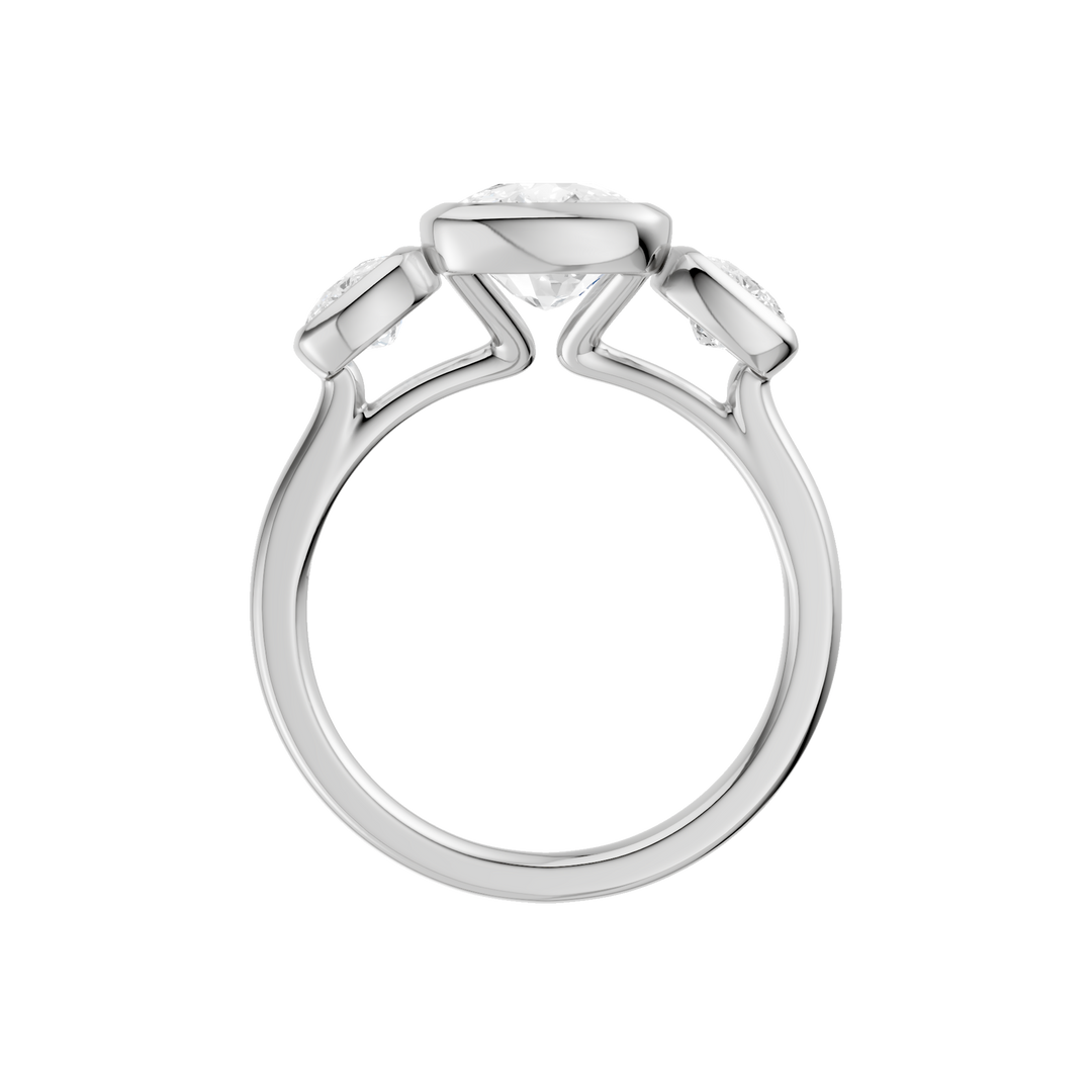 Bezel-Set 3 Stone Ring (Elongated Cushion) in 14K White Gold – Silvadi Jewelry Aurora CO