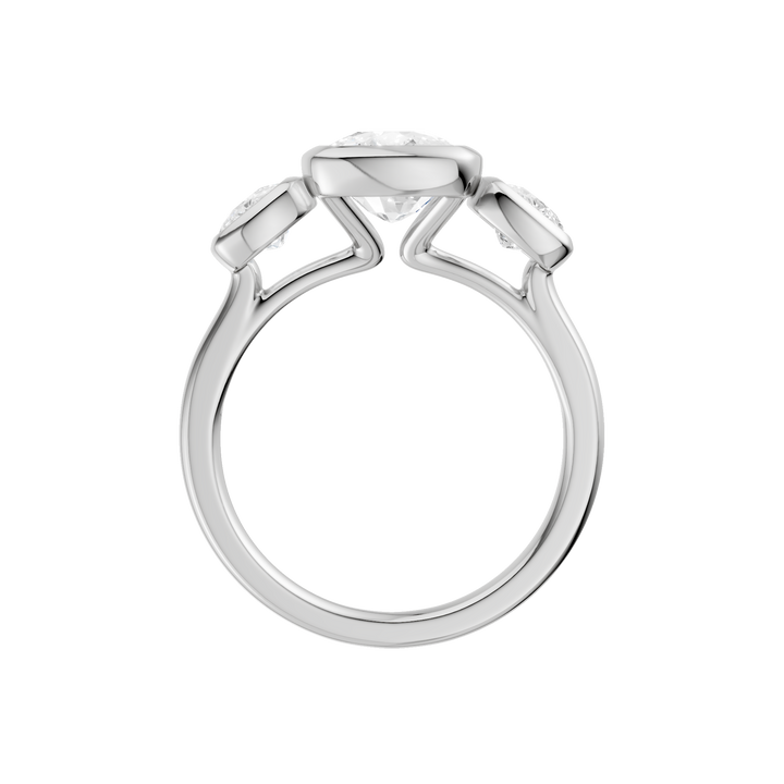 Bezel-Set 3 Stone Ring (Elongated Cushion) in 14K White Gold – Silvadi Jewelry Aurora CO