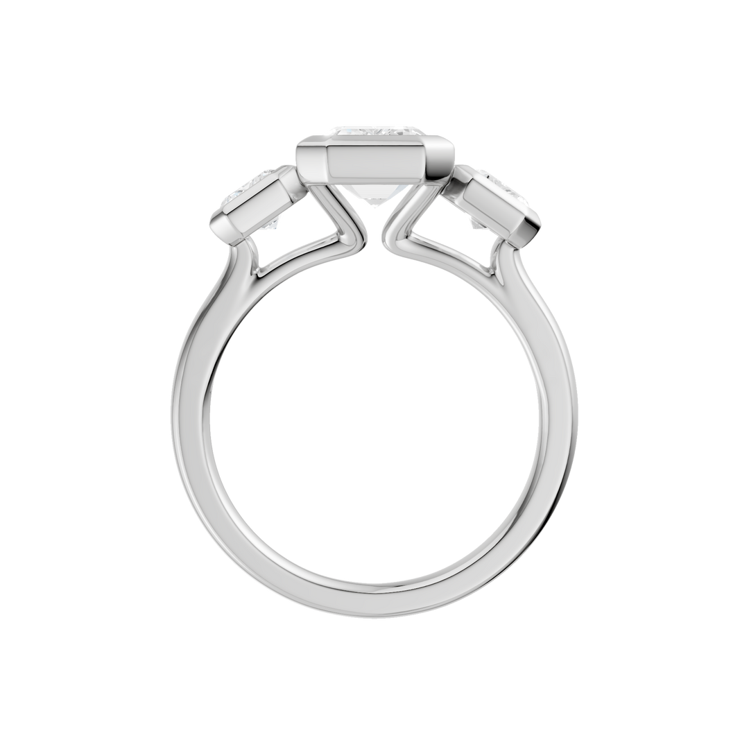 Bezel-Set 3 Stone Ring (Emerald) in 14K White Gold – Silvadi Jewelry Aurora CO