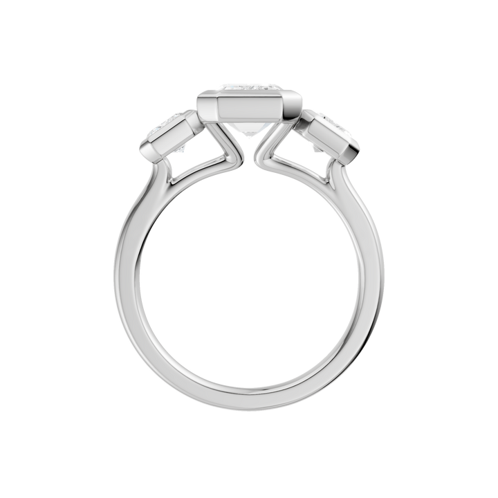 Bezel-Set 3 Stone Ring (Emerald) in 14K White Gold – Silvadi Jewelry Aurora CO