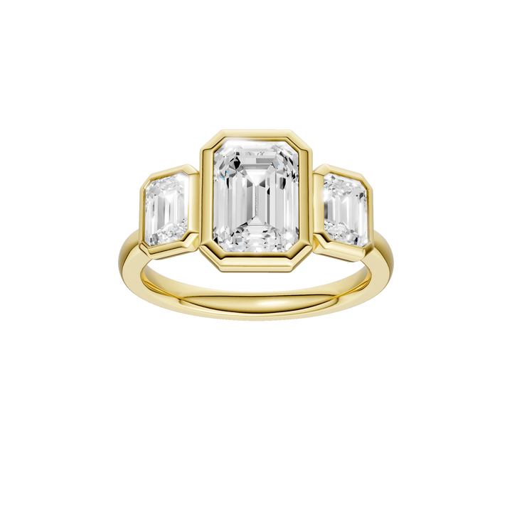 Bezel-Set 3 Stone Ring (Emerald) in 14K Yellow Gold – Silvadi Jewelry Aurora CO