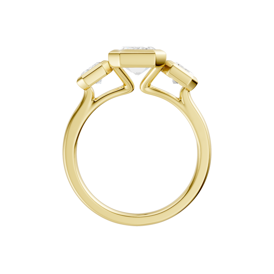 Bezel-Set 3 Stone Ring (Emerald) in 14K Yellow Gold – Silvadi Jewelry Aurora CO