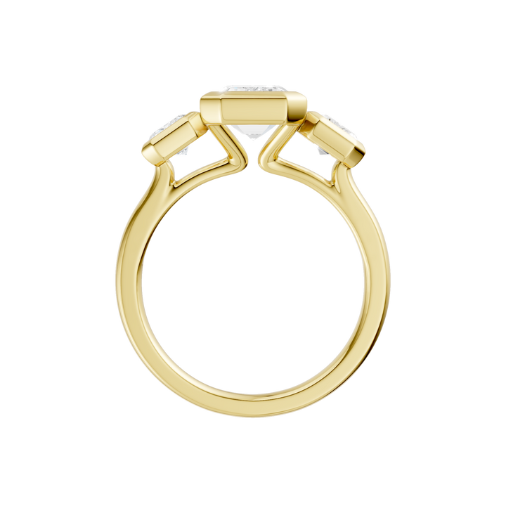 Bezel-Set 3 Stone Ring (Emerald) in 14K Yellow Gold – Silvadi Jewelry Aurora CO