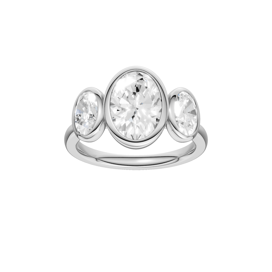 Bezel-Set 3 Stone Ring (Oval) in 14K White Gold – Silvadi Jewelry Aurora CO