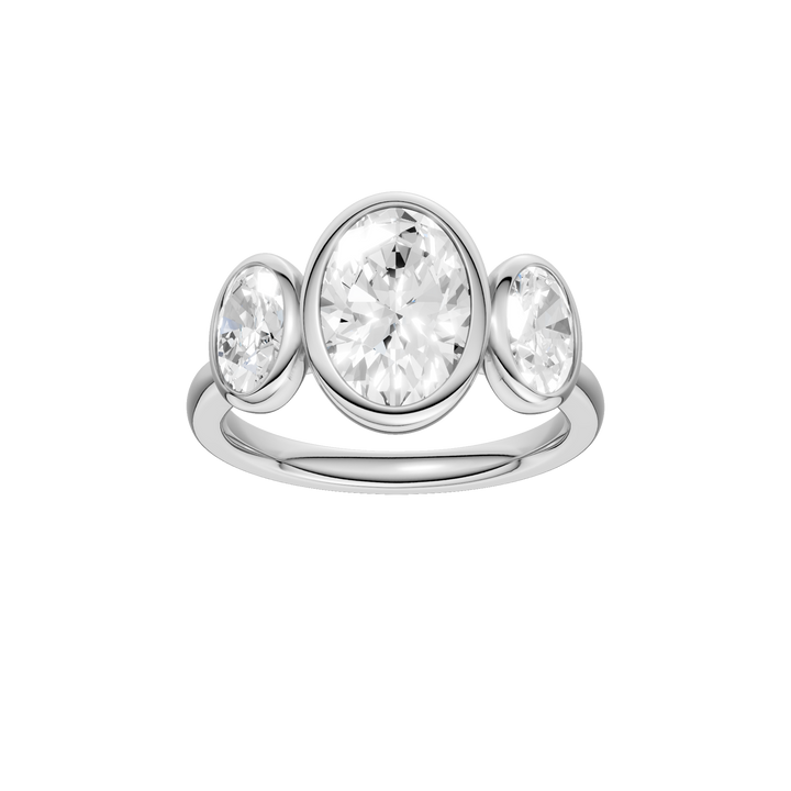 Bezel-Set 3 Stone Ring (Oval) in 14K White Gold – Silvadi Jewelry Aurora CO