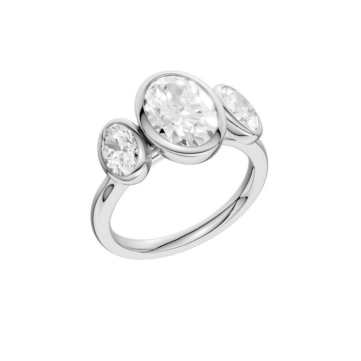 Bezel-Set 3 Stone Ring (Oval) in 14K White Gold – Silvadi Jewelry Aurora CO