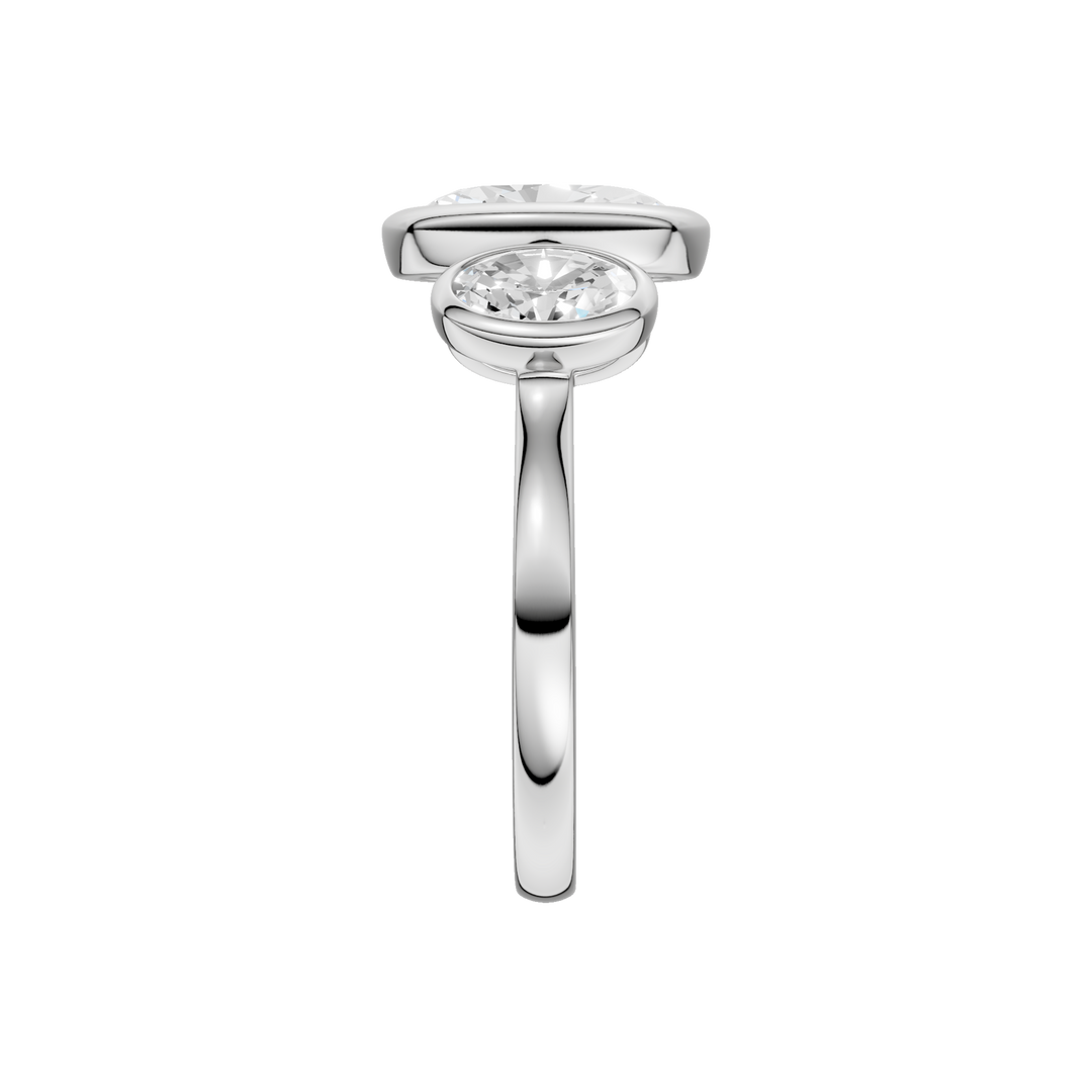 Bezel-Set 3 Stone Ring (Oval) in 14K White Gold – Silvadi Jewelry Aurora CO