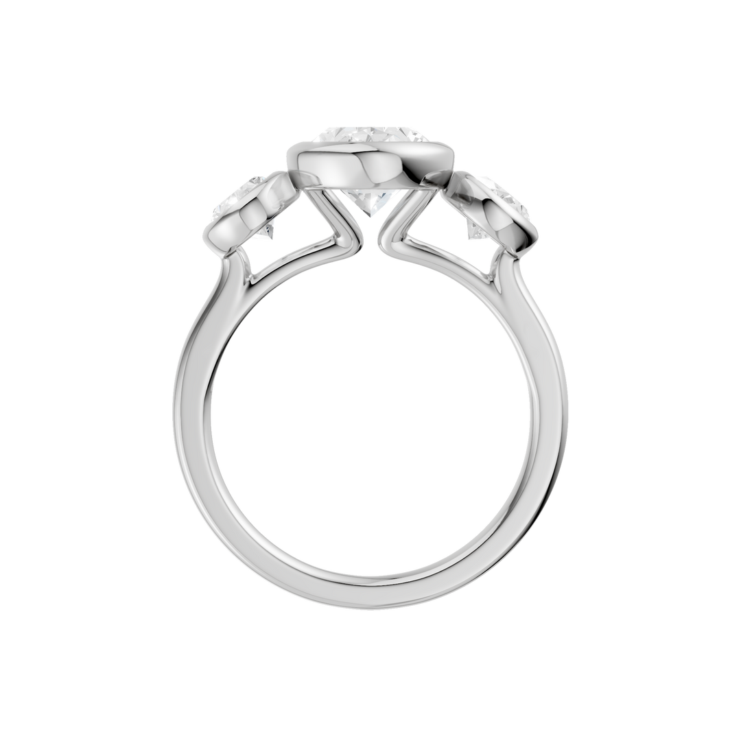 Bezel-Set 3 Stone Ring (Oval) in 14K White Gold – Silvadi Jewelry Aurora CO