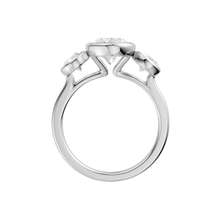 Bezel-Set 3 Stone Ring (Oval) in 14K White Gold – Silvadi Jewelry Aurora CO
