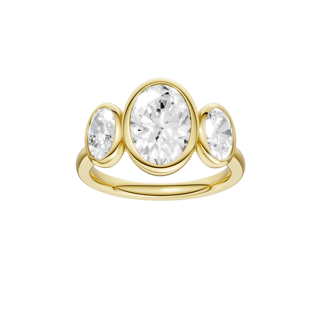 Bezel-Set 3 Stone Ring (Oval) in 14K Yellow Gold – Silvadi Jewelry Aurora CO