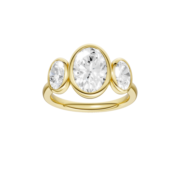 Bezel-Set 3 Stone Ring (Oval) in 14K Yellow Gold – Silvadi Jewelry Aurora CO