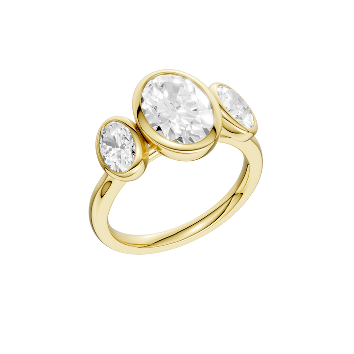Bezel-Set 3 Stone Ring (Oval) in 14K Yellow Gold – Silvadi Jewelry Aurora CO