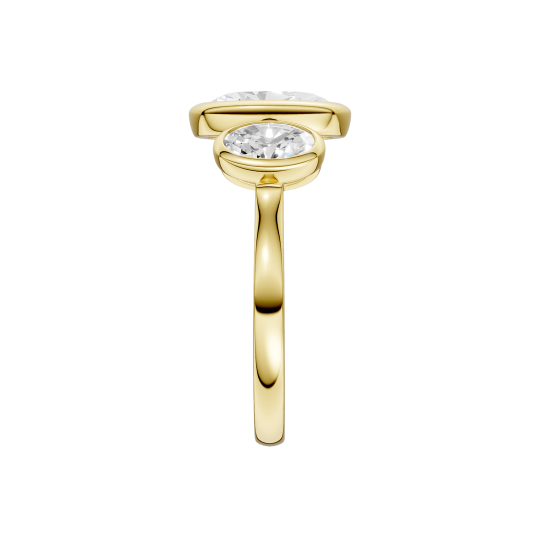 Bezel-Set 3 Stone Ring (Oval) in 14K Yellow Gold – Silvadi Jewelry Aurora CO